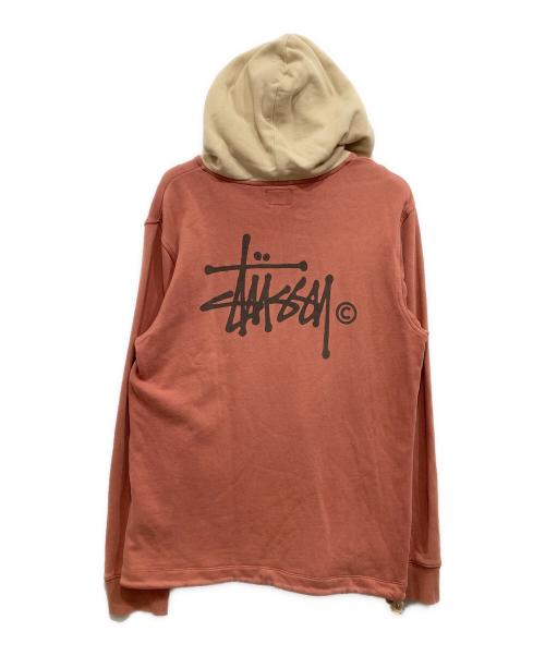 stussy（ステューシー）stussy (ステューシー) Two Tone Hoodie/バイカラープルオーバーパーカー ピンク サイズ:Mの古着・服飾アイテム
