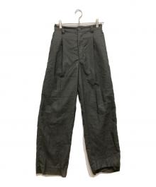 MAISON SPECIAL（メゾンスペシャル）の古着「Calendering Triacetate One-Tuck Wide Pants/ワンタックワイドパンツ」｜グレー