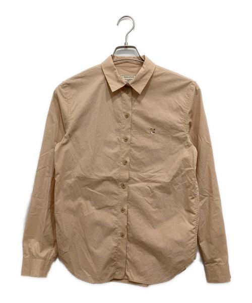 maison kitsune（メゾンキツネ）MAISON KITSUNE (メゾンキツネ) フォックスロゴ刺繍シャツ ベージュ サイズ:SIZE36の古着・服飾アイテム