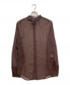 TODAYFULトゥデイフル）の古着「Standcollar Sheer Shirts」｜ブラウン
