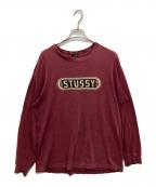 stussyステューシー）の古着「80’S両面オーバルロゴロングスリーブカットソー」｜ボルドー