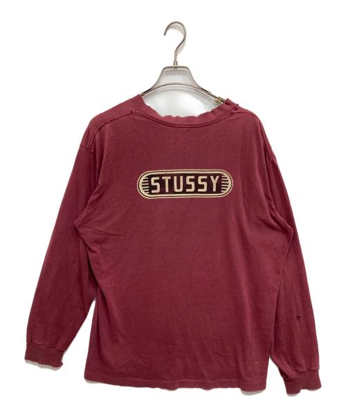 stussy（ステューシー）stussy (ステューシー) 80’S両面オーバルロゴロングスリーブカットソー ボルドー サイズ:Lの古着・服飾アイテム