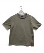 Junhashimotoジュンハシモト）の古着「ERSEY CREW -EMBOSS/迷彩柄裾ZIP半袖カットソー」｜グリーン