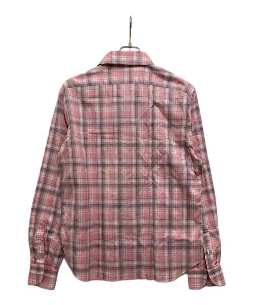 ISAIA（イザイア）ISAIA (イザイア) イタリアンカラー長袖チェックBDシャツ ピンク サイズ:42の古着・服飾アイテム