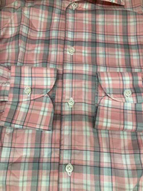 ISAIA（イザイア）ISAIA (イザイア) イタリアンカラー長袖チェックBDシャツ ピンク サイズ:42の古着・服飾アイテム
