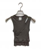 HYKEハイク）の古着「DOUBLE SHOULDER TANK TOP/ノースリーブカットソー」｜グレー