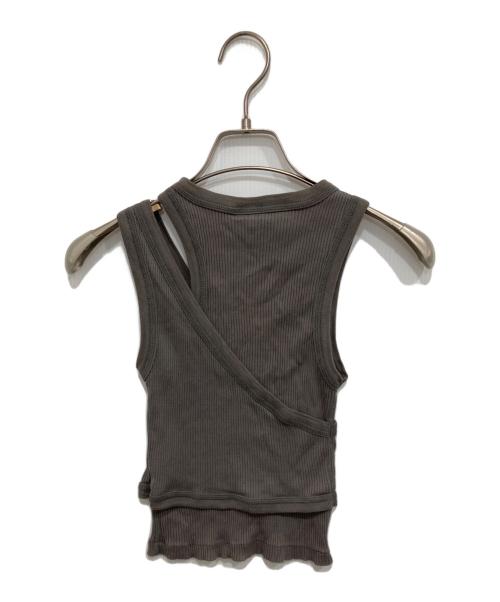HYKE（ハイク）HYKE (ハイク) DOUBLE SHOULDER TANK TOP/ノースリーブカットソー グレー サイズ:freeの古着・服飾アイテム