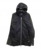 DIESELディーゼル）の古着「レザースリーブジップパーカー」｜ブラック