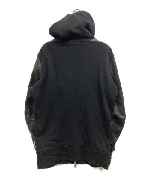 DIESEL（ディーゼル）DIESEL (ディーゼル) レザースリーブジップパーカー ブラック サイズ:Sの古着・服飾アイテム