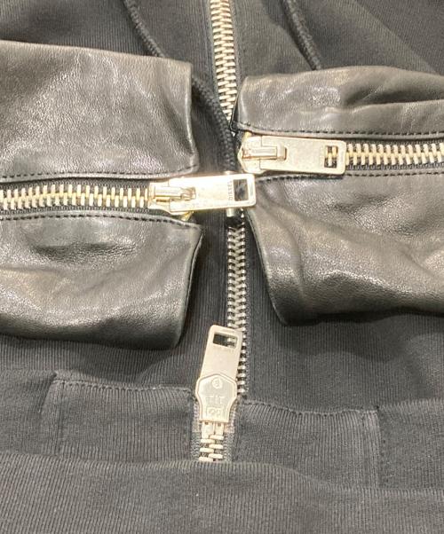 DIESEL（ディーゼル）DIESEL (ディーゼル) レザースリーブジップパーカー ブラック サイズ:Sの古着・服飾アイテム