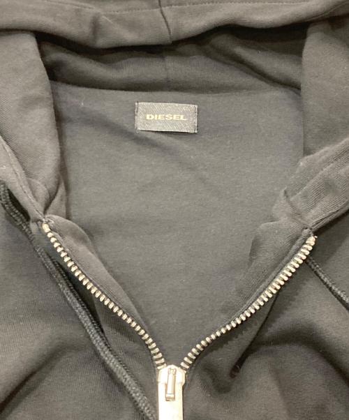 DIESEL（ディーゼル）DIESEL (ディーゼル) レザースリーブジップパーカー ブラック サイズ:Sの古着・服飾アイテム