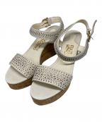 Salvatore Ferragamoサルヴァトーレ フェラガモ）の古着「GALAK/ウェッジソールストラップサンダル」｜ホワイト