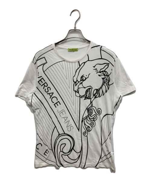 VERSACE JEANS（ヴェルサーチジーンズ）VERSACE JEANS (ヴェルサーチジーンズ) プリントTシャツ ホワイト サイズ:XLの古着・服飾アイテム