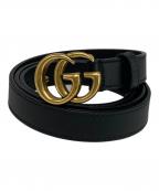 GUCCIグッチ）の古着「GGバックルレザーベルト」｜ブラック