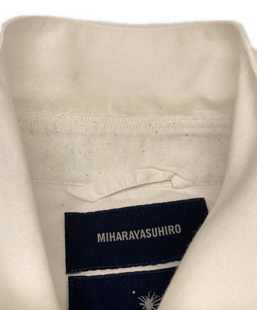 MIHARA YASUHIRO（ミハラヤスヒロ）MIHARA YASUHIRO (ミハラヤスヒロ) ニット切替シャツ ホワイト×ネイビー サイズ:50の古着・服飾アイテム