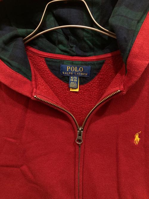 POLO RALPH LAUREN（ポロ・ラルフローレン）POLO RALPH LAUREN (ポロ・ラルフローレン) ジップパーカー レッド サイズ:XLの古着・服飾アイテム