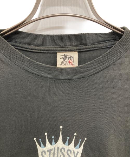 stussy（ステューシー）stussy (ステューシー) KING SIZE CROWN LOGO/90’s両面プリントTシャツ ブラック サイズ:Lの古着・服飾アイテム