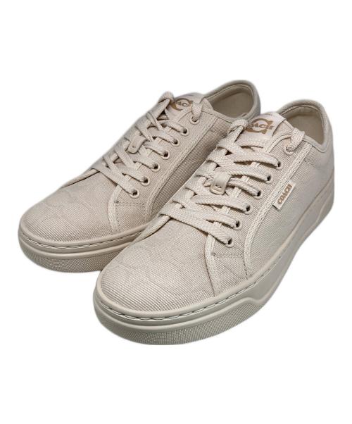 COACH（コーチ）COACH (コーチ) CANVAS SNKR/シグネチャー柄スニーカー ベージュ サイズ:SIZE US8 未使用品の古着・服飾アイテム