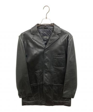 VERSACE CLASSIC チェスターコート 黒　Lサイズ～XLサイズ 中古・古着通販】VERSACE CLASSIC (ヴェルサーチクラシック) 4Bレザー