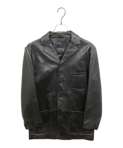 VERSACE CLASSIC（ヴェルサーチクラシック）VERSACE CLASSIC (ヴェルサーチクラシック) 4Bレザーコート ブラック サイズ:SIZE 50の古着・服飾アイテム