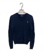 POLO RALPH LAURENポロ・ラルフローレン）の古着「Vネックコットンニット」｜ネイビー