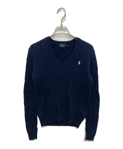 POLO RALPH LAUREN（ポロ・ラルフローレン）POLO RALPH LAUREN (ポロ・ラルフローレン) Vネックコットンニット ネイビー サイズ:Sの古着・服飾アイテム