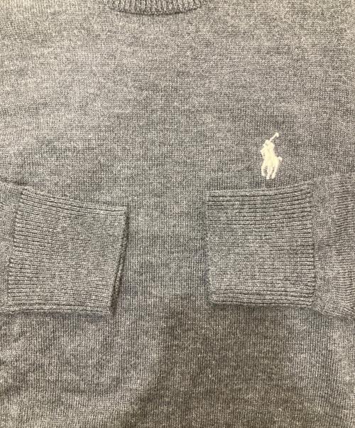 POLO RALPH LAUREN（ポロ・ラルフローレン）POLO RALPH LAUREN (ポロ・ラルフローレン) メリノウールクルーネックニット グレー サイズ:Sの古着・服飾アイテム