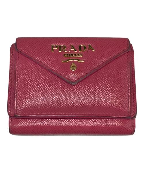 PRADA（プラダ）PRADA (プラダ) 3つ折り財布 ピンクの古着・服飾アイテム