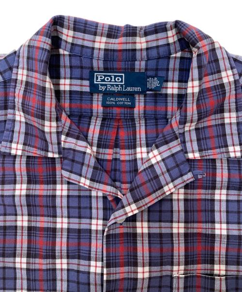 POLO RALPH LAUREN（ポロ・ラルフローレン）POLO RALPH LAUREN (ポロ・ラルフローレン) CALDWELL ボックス開襟チェックシャツ パープル サイズ:Lの古着・服飾アイテム