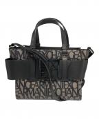 ARMANI EXCHANGEアルマーニ エクスチェンジ）の古着「BOXロゴバックルミニハンドバッグ」｜ブラック