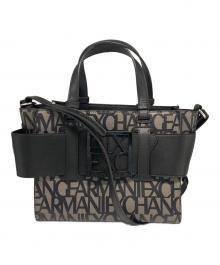 ARMANI EXCHANGE（アルマーニ エクスチェンジ）の古着「BOXロゴバックルミニハンドバッグ」｜ブラック
