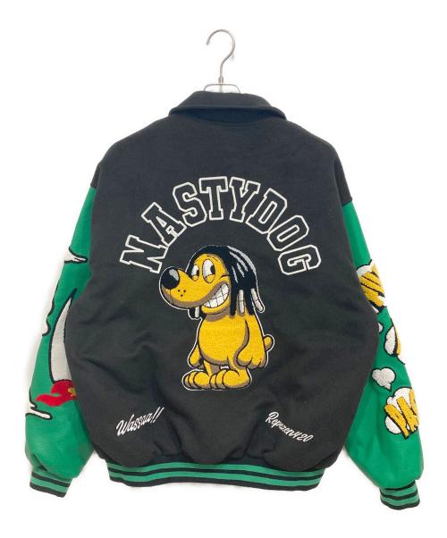 NASTY DOG（ナスティー ドッグ）nasty dog (ナスティー ドッグ) スタジャン グリーン×ブラック サイズ:Lの古着・服飾アイテム
