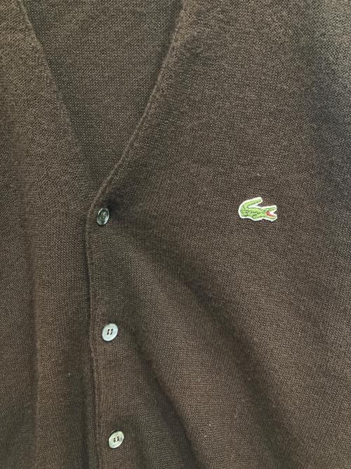 LACOSTE（ラコステ）LACOSTE (ラコステ) 80’sアクリルニットカーディガン ブラウン サイズ:Lの古着・服飾アイテム