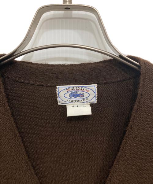 LACOSTE（ラコステ）LACOSTE (ラコステ) 80’sアクリルニットカーディガン ブラウン サイズ:Lの古着・服飾アイテム