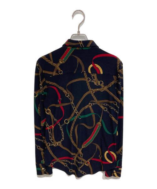 LAUREN RALPH LAUREN（ローレン ラルフ ローレン）LAUREN RALPH LAUREN (ローレン ラルフ ローレン) ジャージースカーフ柄シャツ ネイビー サイズ:XSの古着・服飾アイテム
