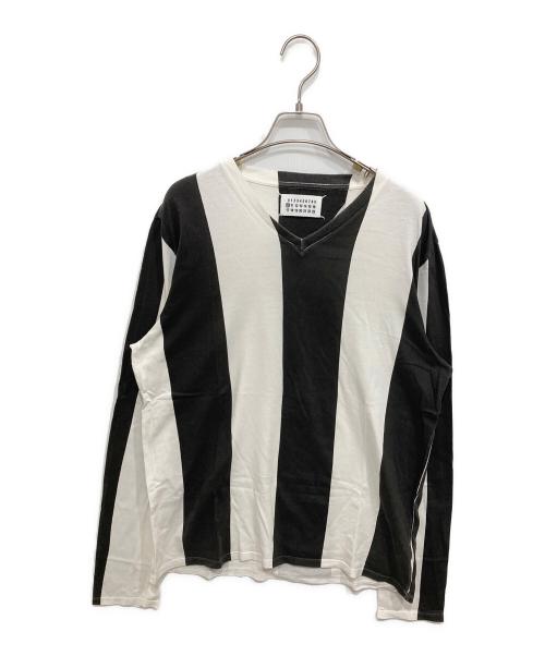 Maison Margiela（メゾンマルジェラ）Maison Margiela (メゾンマルジェラ) ビッグストライプロングスリーブカットソー ブラック×ホワイト サイズ:SIZE 48の古着・服飾アイテム