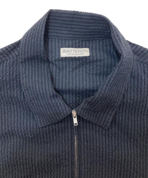 BEAUTY&YOUTH UNITED ARROWS（ビューティーアンドユースユナイテッドアローズ）BEAUTY&YOUTH UNITED ARROWS (ビューティーアンドユースユナイテッドアローズ) アーバンサッカーチェックジップシャツ ネイビー サイズ:Mの古着・服飾アイテム