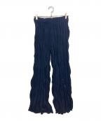 GONGDID DESIGNゴンディッドデザイン）の古着「WAVY PANTS/プリーツパンツ」｜ネイビー