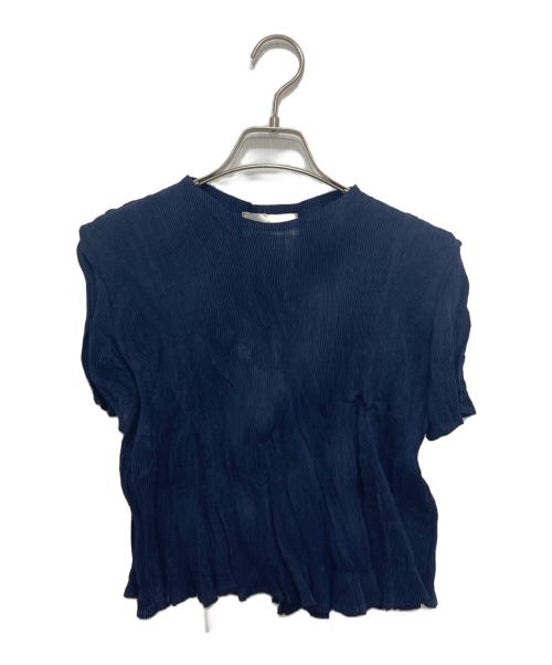 GONGDID DESIGN（ゴンディッドデザイン）Gongdid Design (ゴンディッドデザイン) Wavy Crop Top/プリーツ半袖カットソー ネイビー サイズ:FREE 未使用品の古着・服飾アイテム