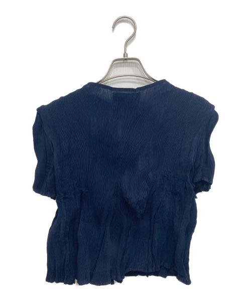 GONGDID DESIGN（ゴンディッドデザイン）Gongdid Design (ゴンディッドデザイン) Wavy Crop Top/プリーツ半袖カットソー ネイビー サイズ:FREE 未使用品の古着・服飾アイテム