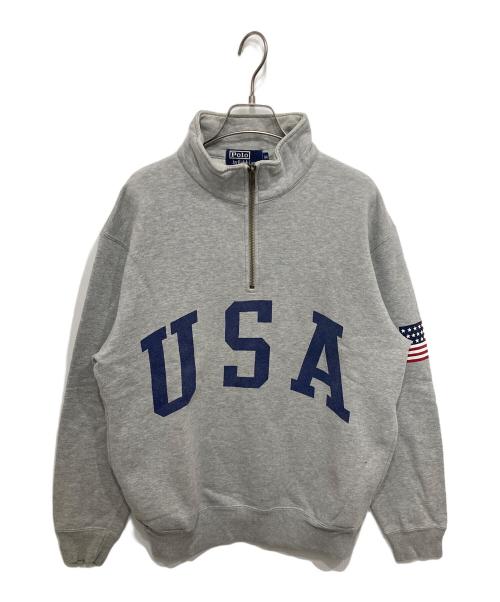 POLO RALPH LAUREN（ポロ・ラルフローレン）POLO RALPH LAUREN (ポロ・ラルフローレン) ハーフジップスウェット グレー サイズ:Mの古着・服飾アイテム