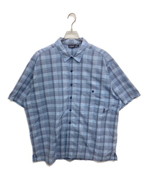 Patagonia（パタゴニア）Patagonia (パタゴニア) 半袖シアサッカーチェックシャツ スカイブルー サイズ:XLの古着・服飾アイテム