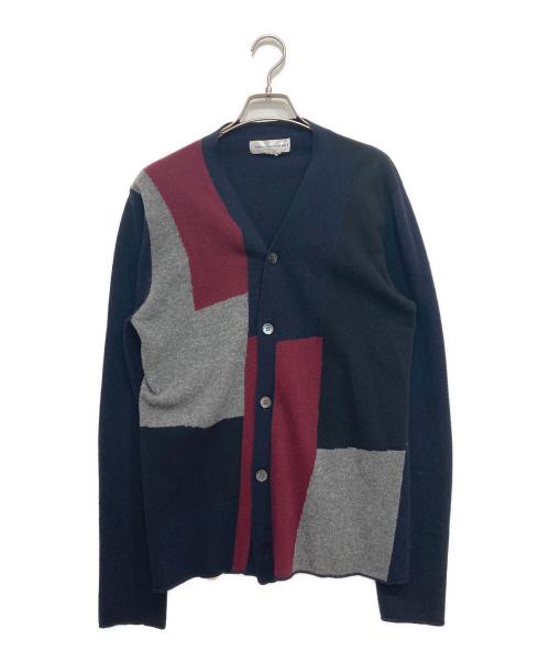 COMME des GARCONS SHIRT（コムデギャルソンシャツ）COMME des GARCONS SHIRT (コムデギャルソンシャツ) パッチワークデザインニットカーディガン ネイビー サイズ:Mの古着・服飾アイテム