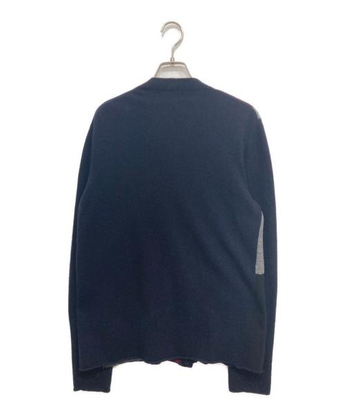 COMME des GARCONS SHIRT（コムデギャルソンシャツ）COMME des GARCONS SHIRT (コムデギャルソンシャツ) パッチワークデザインニットカーディガン ネイビー サイズ:Mの古着・服飾アイテム