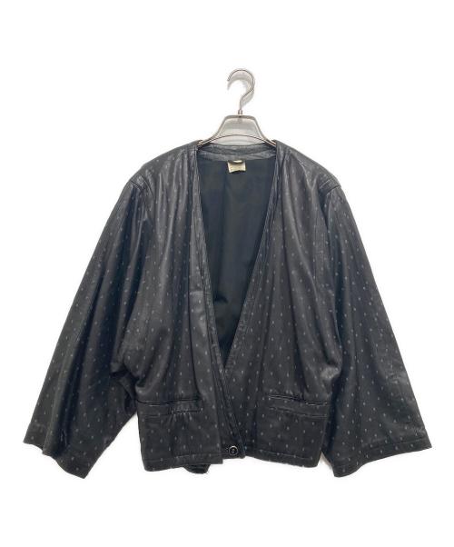 GIANNI VERSACE（ジャンニ・ヴェルサーチ）GIANNI VERSACE (ジャンニ・ヴェルサーチ) ノーカラーレザージャケット ブラック サイズ:不明の古着・服飾アイテム