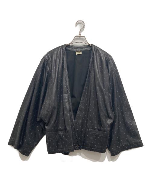 GIANNI VERSACE（ジャンニ・ヴェルサーチ）GIANNI VERSACE (ジャンニ・ヴェルサーチ) ノーカラーレザージャケット ブラック サイズ:不明の古着・服飾アイテム