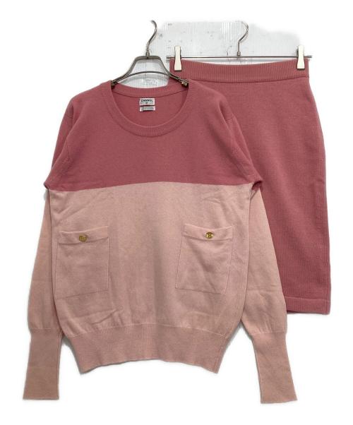 CHANEL（シャネル）CHANEL (シャネル) カシミヤニットセットアップ ピンク サイズ:Lの古着・服飾アイテム