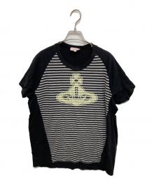 Vivienne Westwood RED LABEL（ヴィヴィアンウエストウッドレッドレーベル）の古着「オーブプリント変形ラグランカットソー」｜ブラック