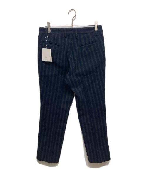 m's braque（エムズブラック）M'S BRAQUE (エムズブラック) 別注moonストライプパンツ ネイビー サイズ:40 未使用品の古着・服飾アイテム