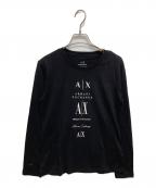 ARMANI EXCHANGEアルマーニ エクスチェンジ）の古着「ロゴプリント長袖カットソー」｜ブラック